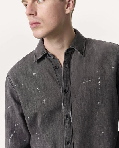 Finch Hand-Painted Denim Shirt - Painted Charcoal