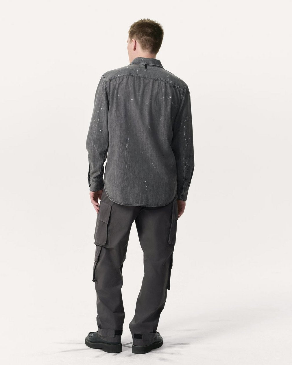 Finch Hand-Painted Denim Shirt - Painted Charcoal