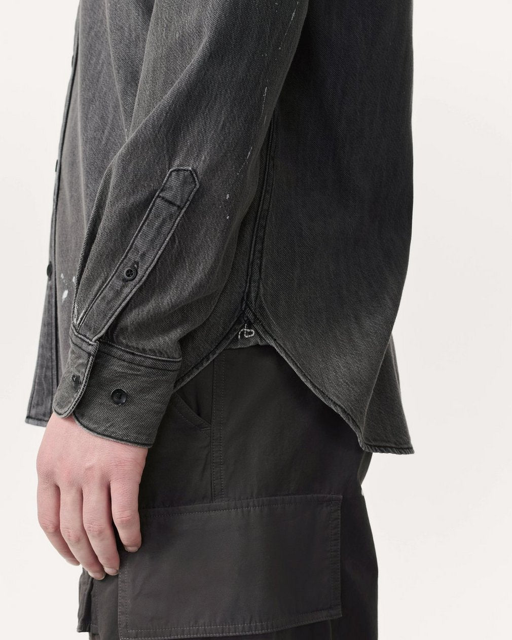 Finch Hand-Painted Denim Shirt - Painted Charcoal
