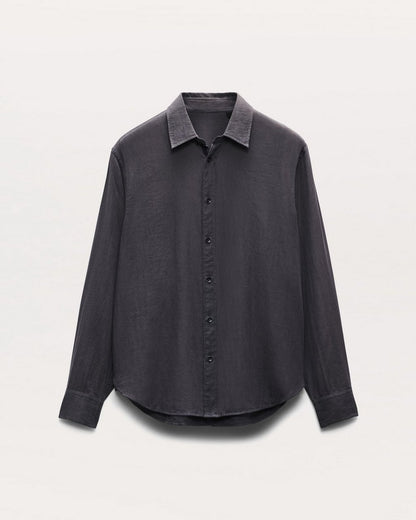 Finch Striped Cotton Gauze Shirt - Dark Grey