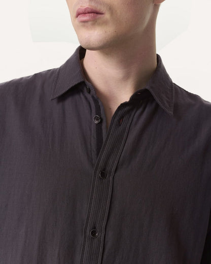 Finch Striped Cotton Gauze Shirt - Dark Grey
