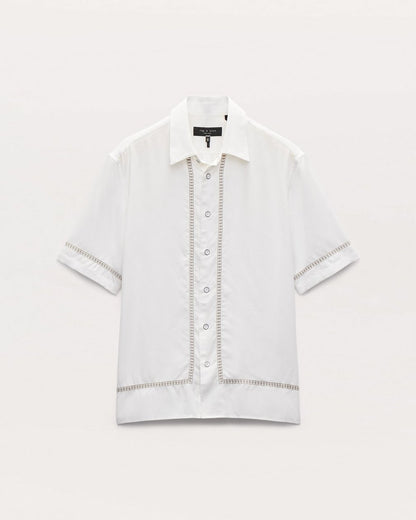 Dalton Embroidered Shirt - White Ezra Stripe