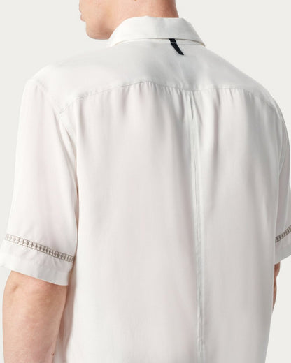 Dalton Embroidered Shirt - White Ezra Stripe