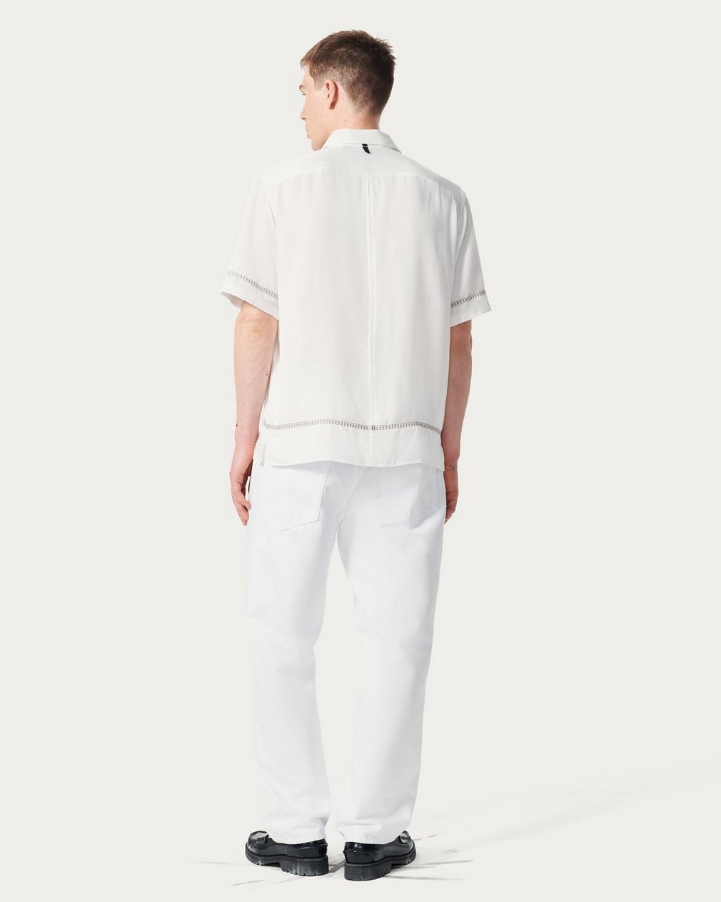 Dalton Embroidered Shirt - White Ezra Stripe