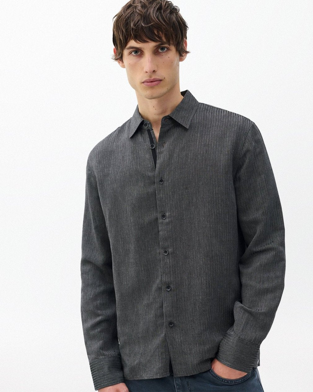 Dalton Geo Patterned Shirt - Grey