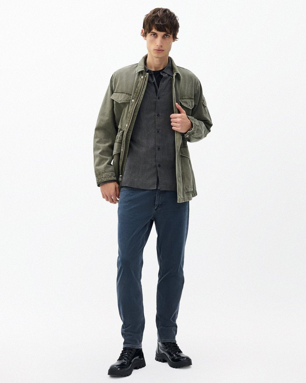 Dalton Geo Patterned Shirt - Grey
