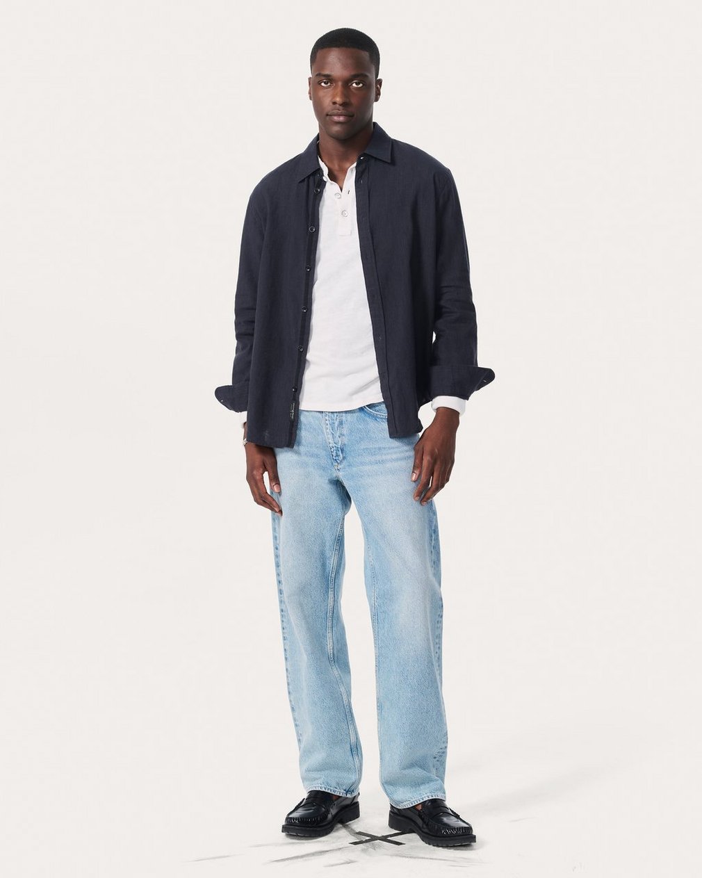 Finch Linen-Blend Shirt - Black