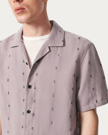 Avery Embroidered Camp Shirt - Gull Remi Stripe