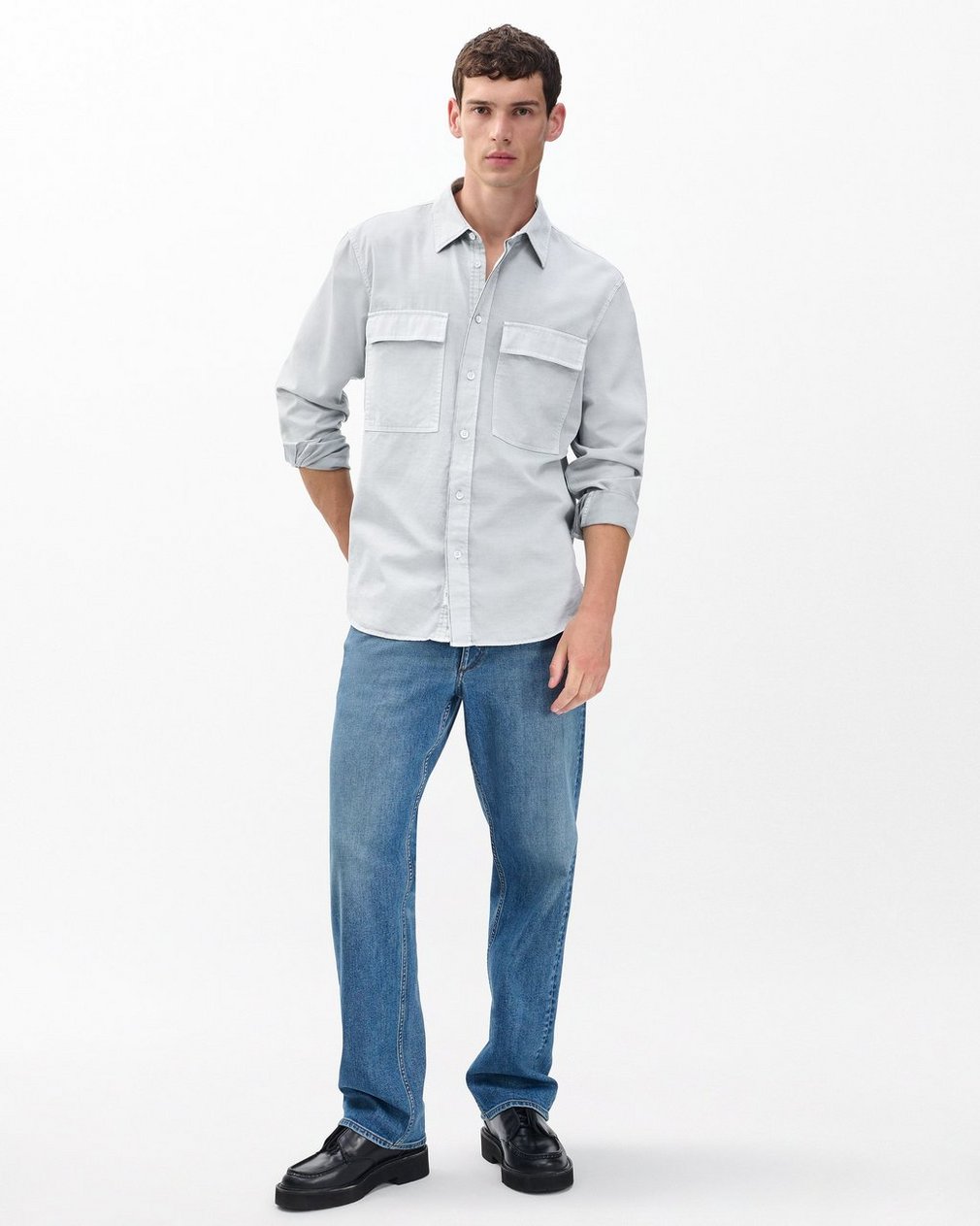 Finch Overdyed Shirt - Grey Ice