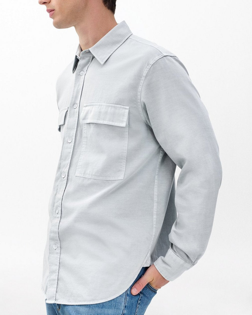 Finch Overdyed Shirt - Grey Ice