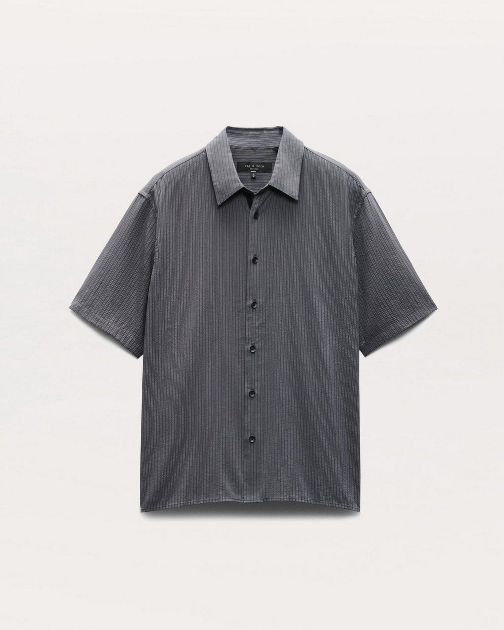 Relaxed Fit Dalton Dobby Striped Shirt - Dark Grey