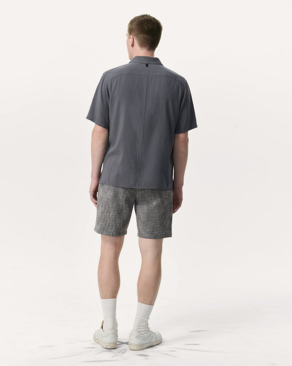 Relaxed Fit Dalton Dobby Striped Shirt - Dark Grey
