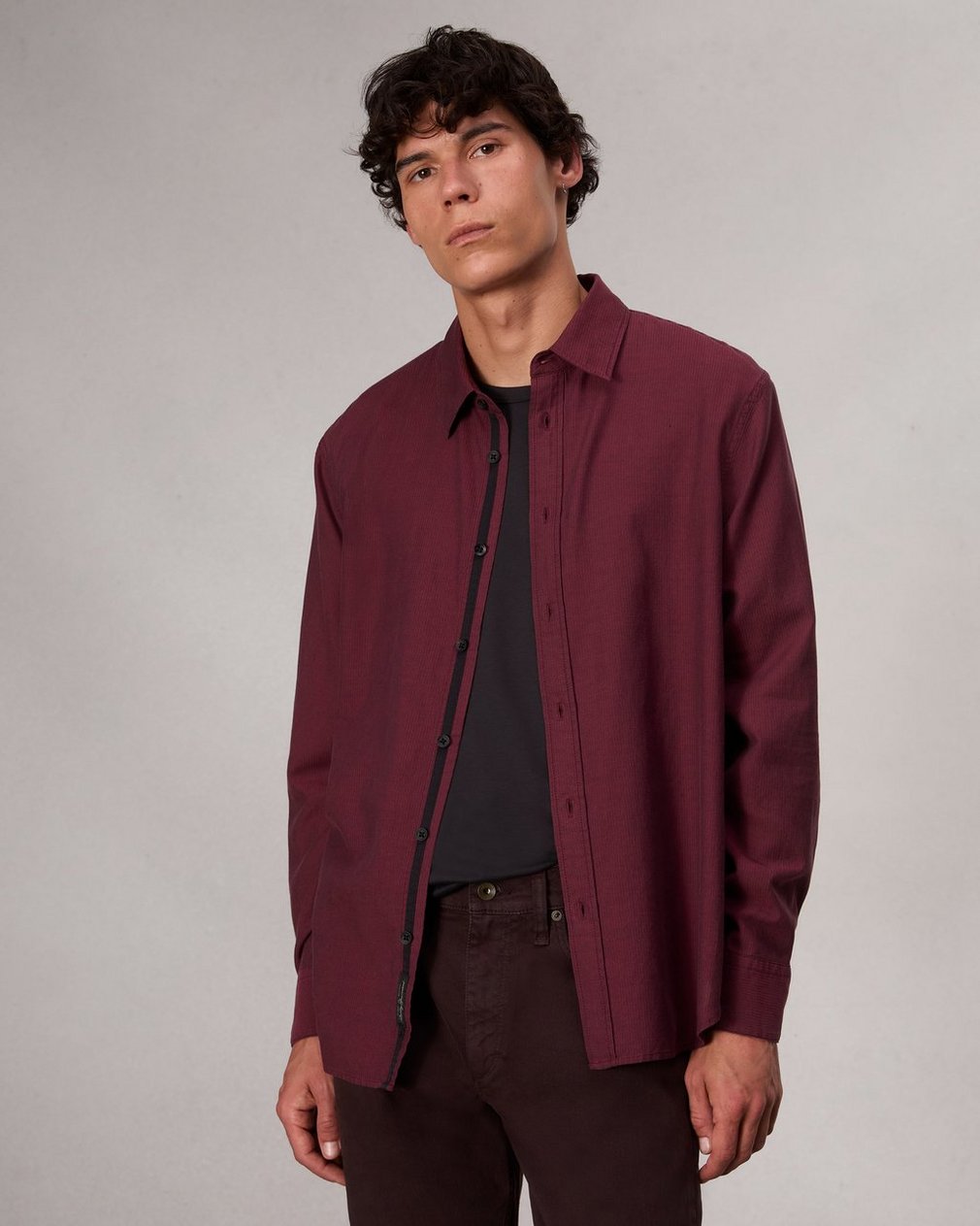 Finch Textured Striped Shirt - Red Stripe