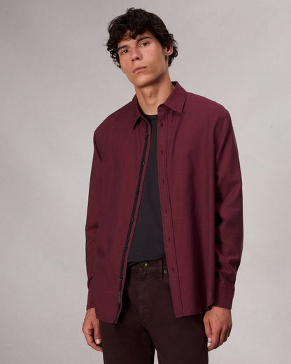 Finch Textured Striped Shirt - Red Stripe