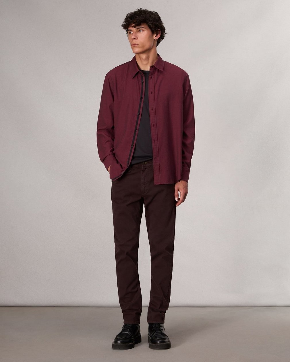 Finch Textured Striped Shirt - Red Stripe
