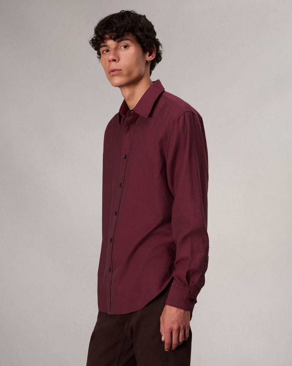 Finch Textured Striped Shirt - Red Stripe