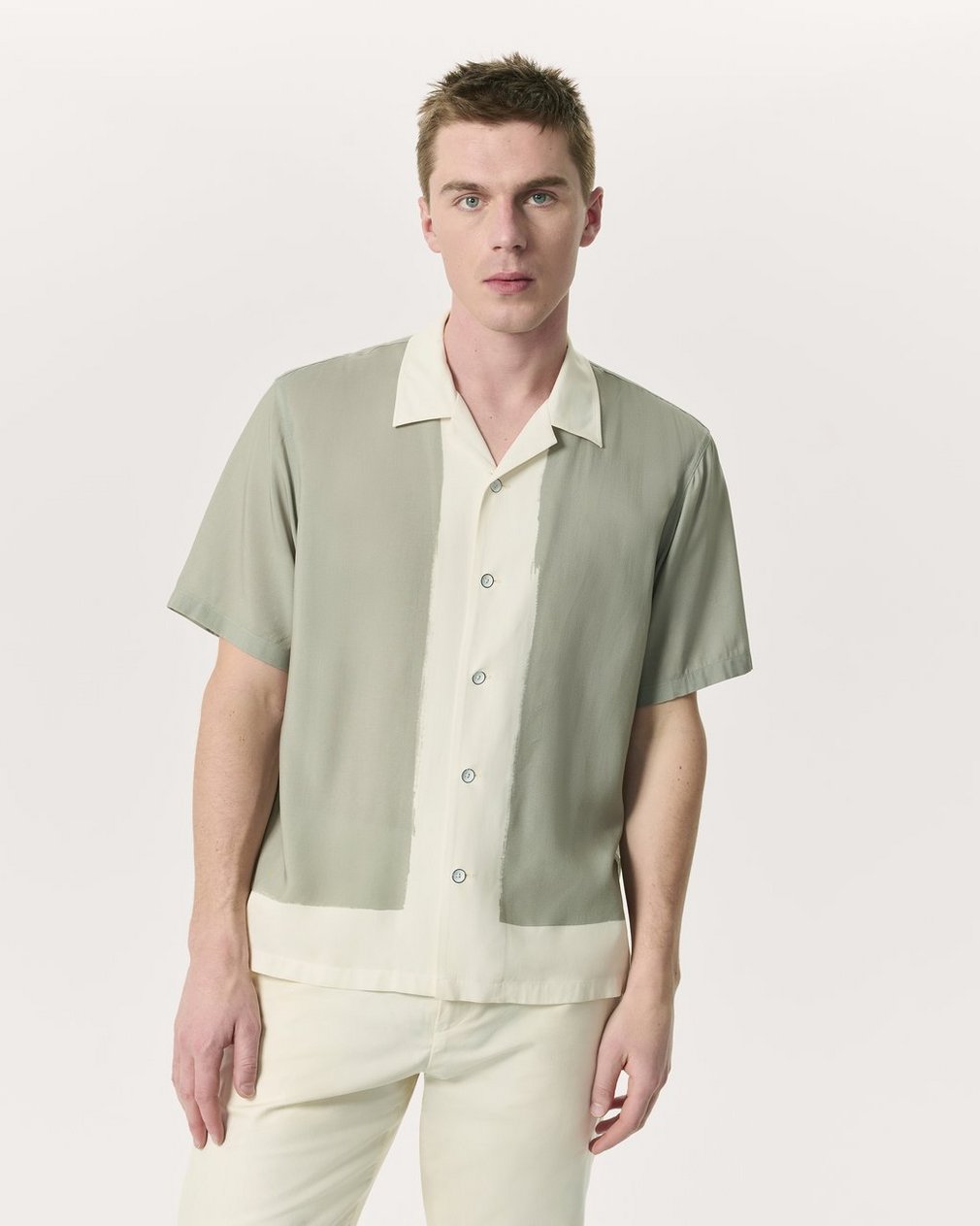 Avery Relaxed Fit Painterly Print Woven Shirt - Tan Anthony Print