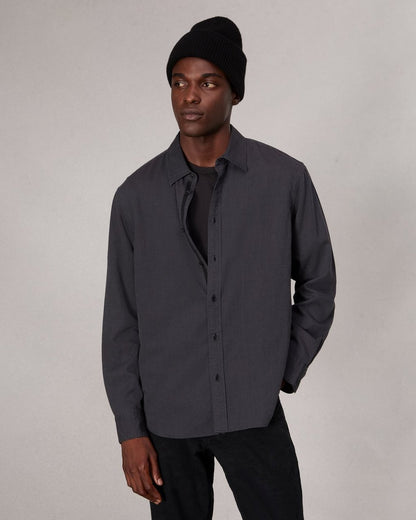 Finch Textured Striped Shirt - Black Stripe