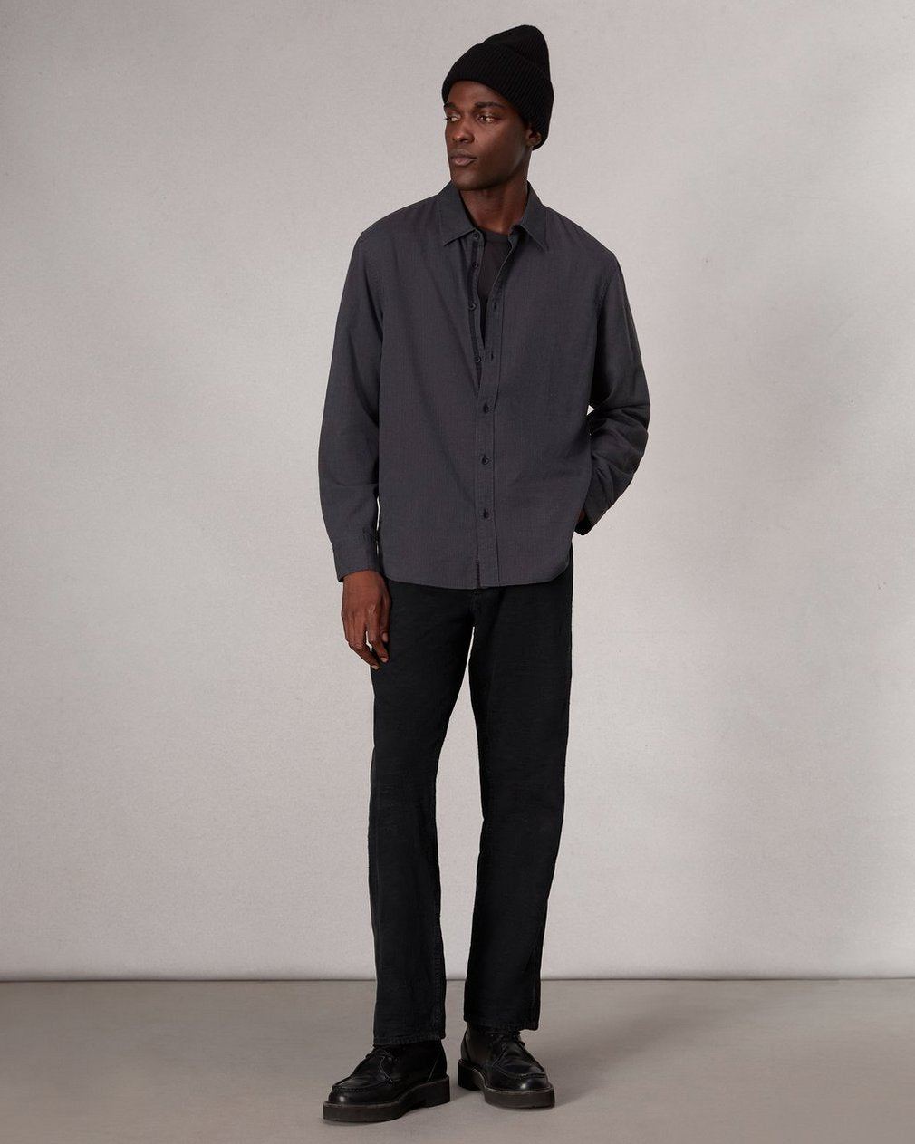 Finch Textured Striped Shirt - Black Stripe