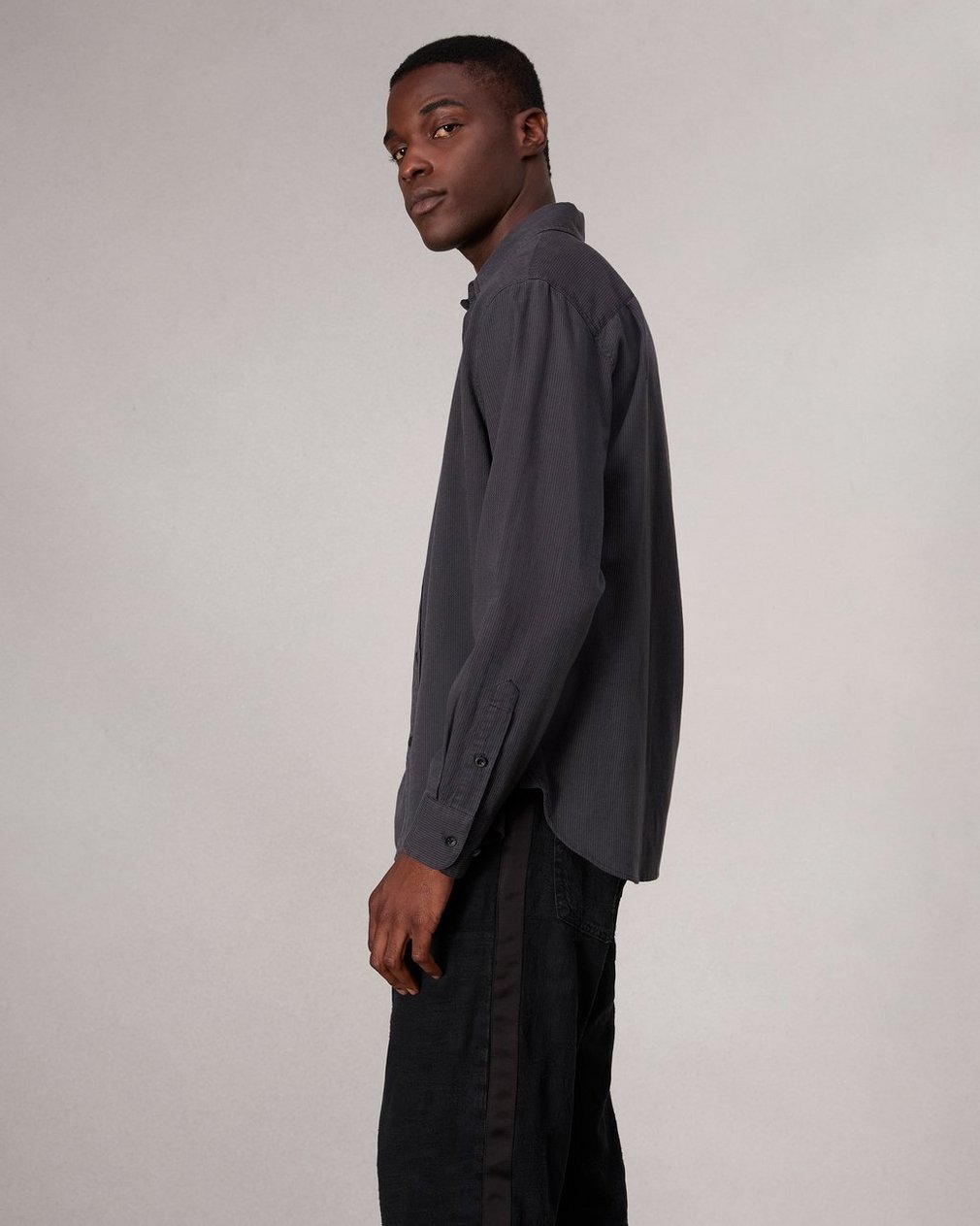 Finch Textured Striped Shirt - Black Stripe