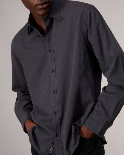 Finch Textured Striped Shirt - Black Stripe