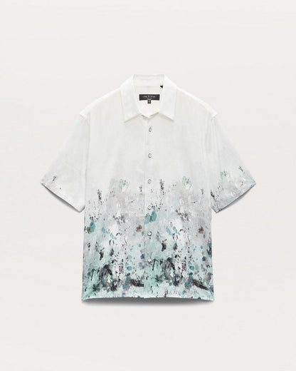 Relaxed Fit Dalton Paint Splatter Shirt - White Paint