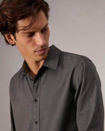 Tomlin Stretch-Cotton Dobby Shirt - Dark Grey