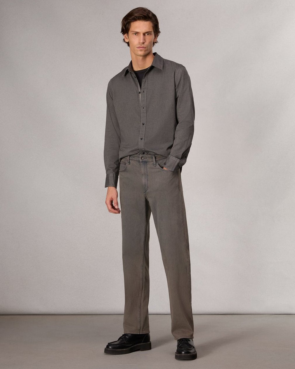 Tomlin Stretch-Cotton Dobby Shirt - Dark Grey