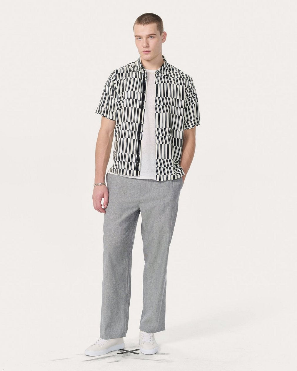 Dalton Printed Shirt - Blue & White Joff Print