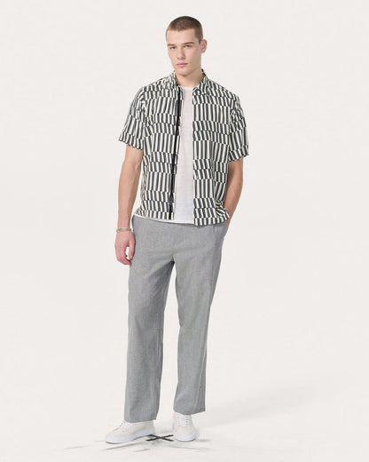 Dalton Printed Shirt - Blue & White Joff Print