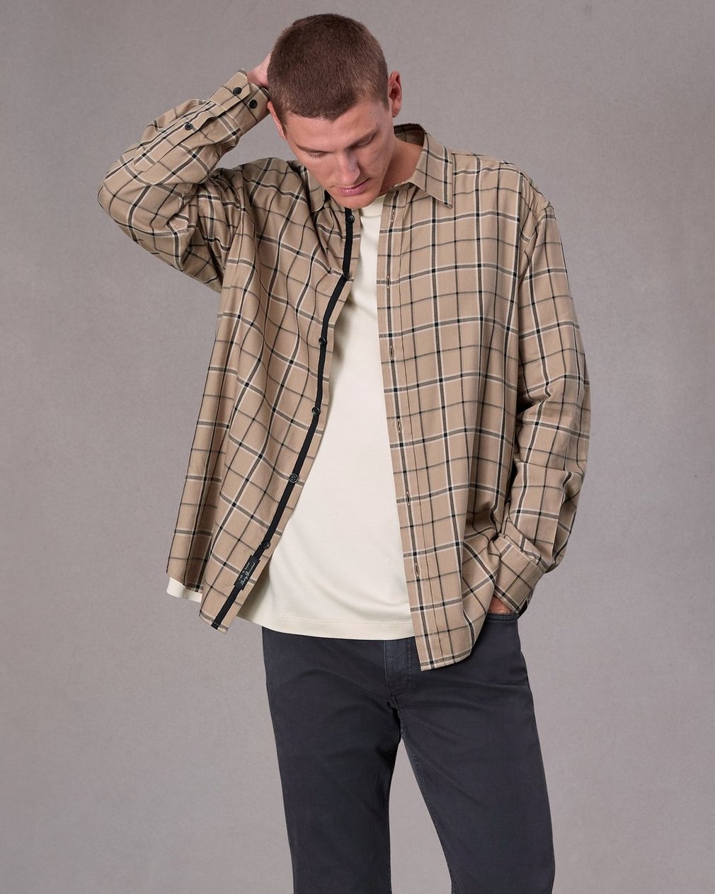 Matthew Flannel Shirt - Taupe Plaid