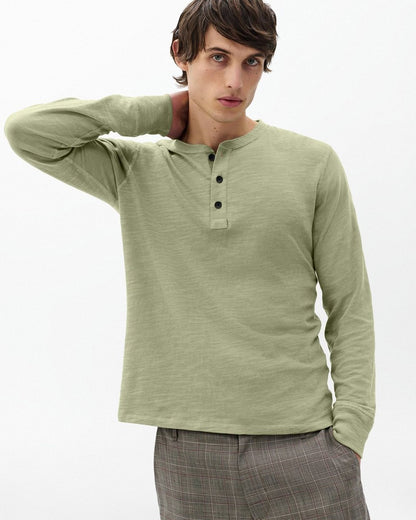 Classic Flame Henley - Dry Moss