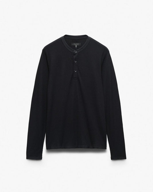 Tech Waffle Henley - Black