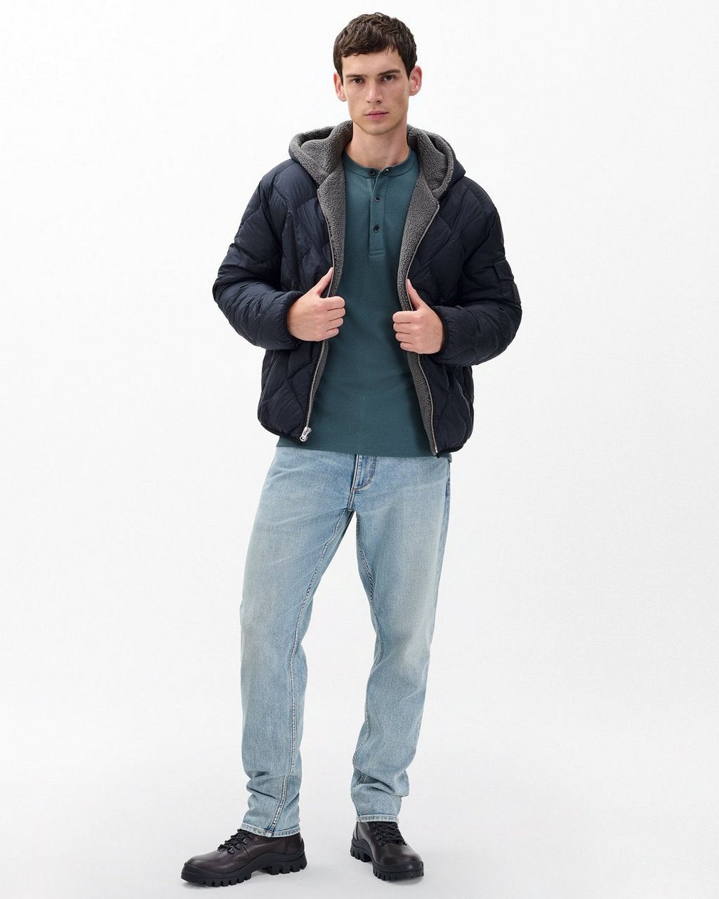 Tech Waffle Henley - Slate