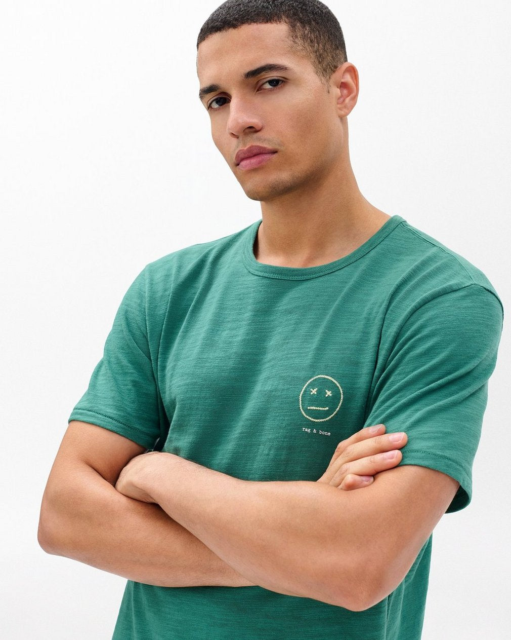 Sour Face Embroidered Tee - Pine Forest