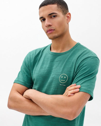 Sour Face Embroidered Tee - Pine Forest