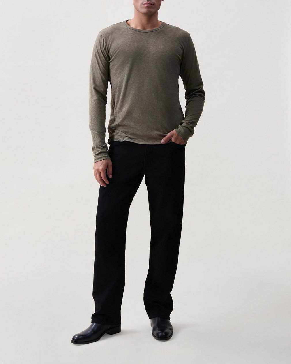 Classic Slub Cotton Long-Sleeve Tee - Olive