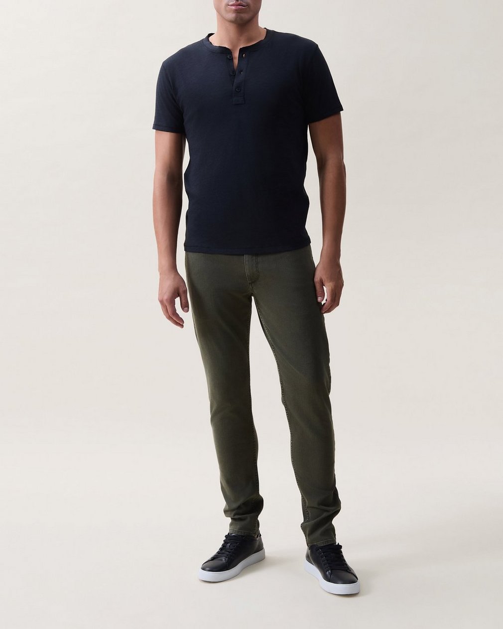 Classic Slub Cotton Henley - Black