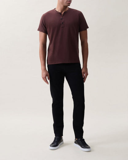Classic Slub Cotton Henley - Espresso