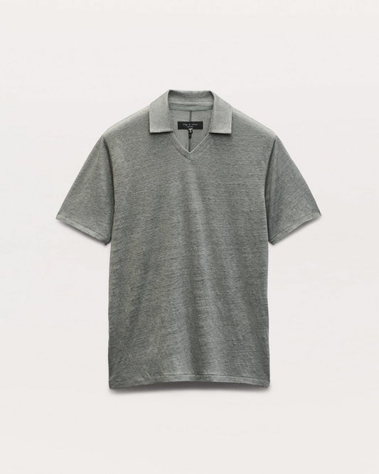 Linen Johnny Collar Polo - Pavement