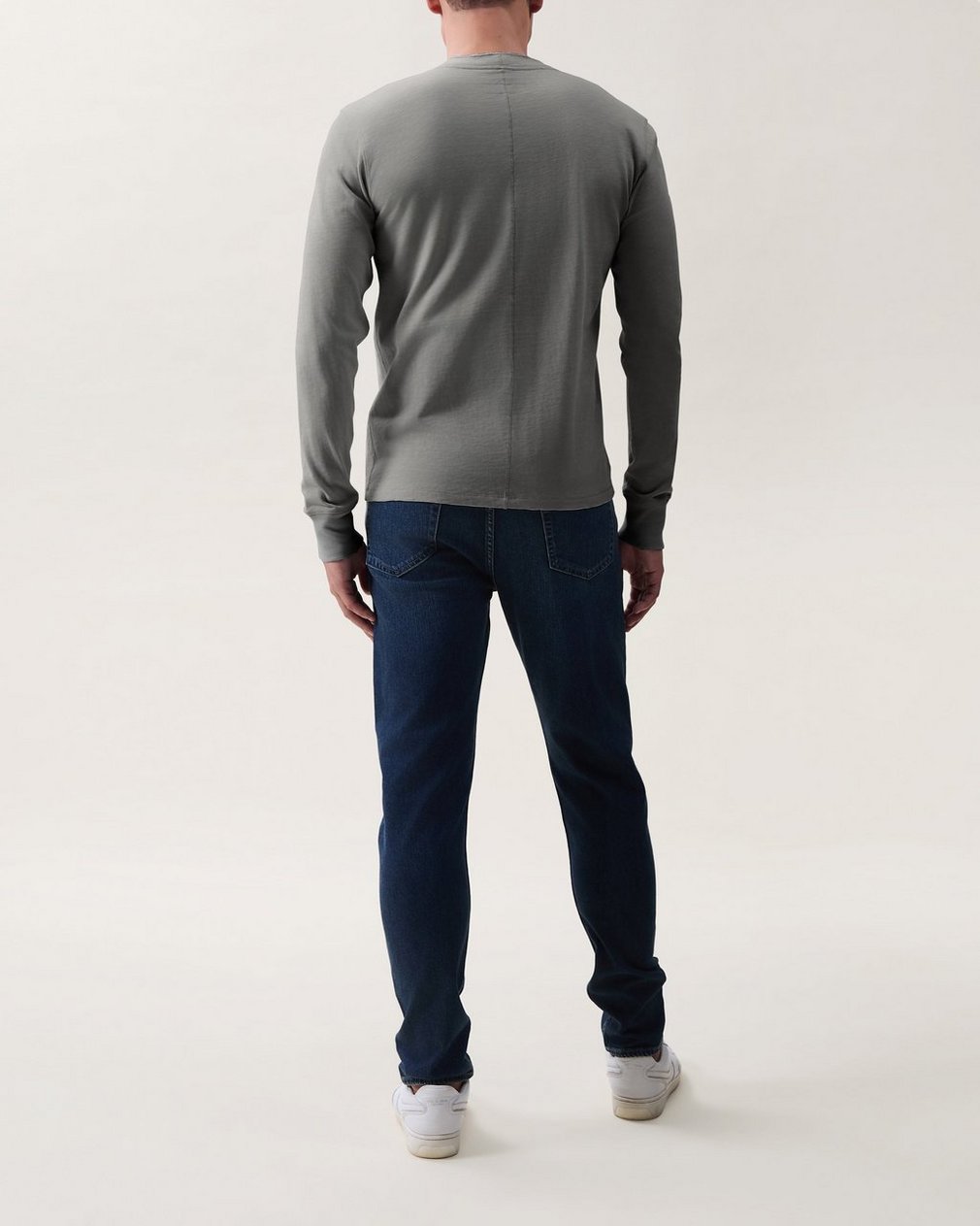 Classic Slub Cotton Long-Sleeve Henley - Natural Grey