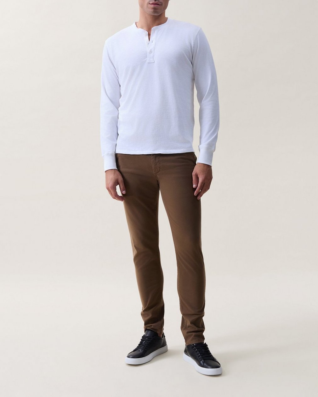 Classic Slub Cotton Long-Sleeve Henley - White