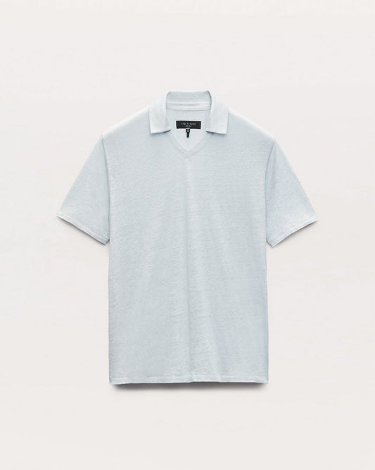 Linen Johnny Collar Polo - Arctic