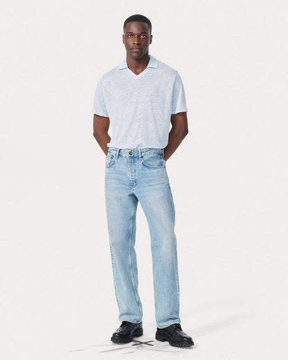 Linen Johnny Collar Polo - Arctic