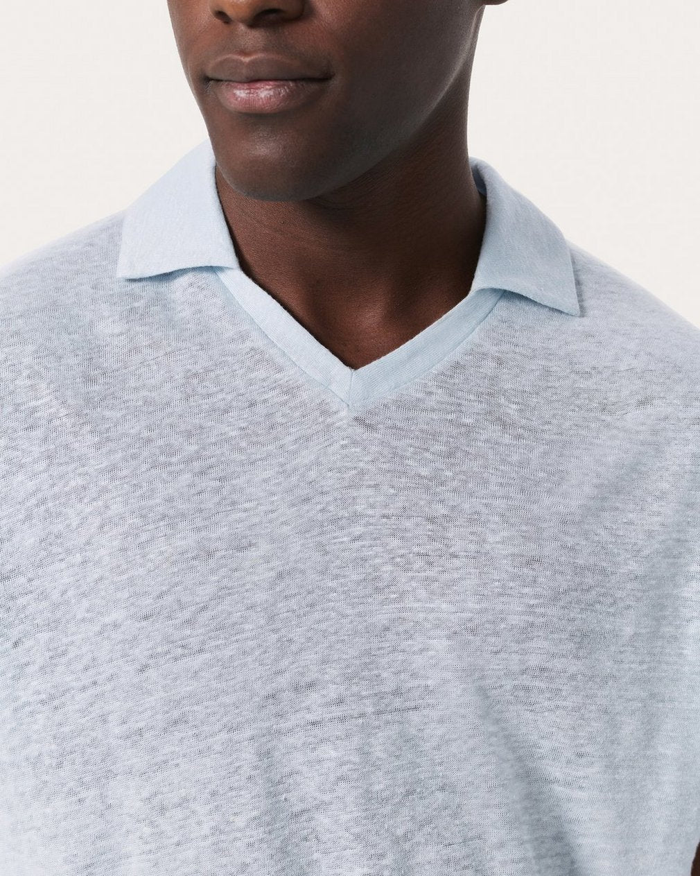 Linen Johnny Collar Polo - Arctic