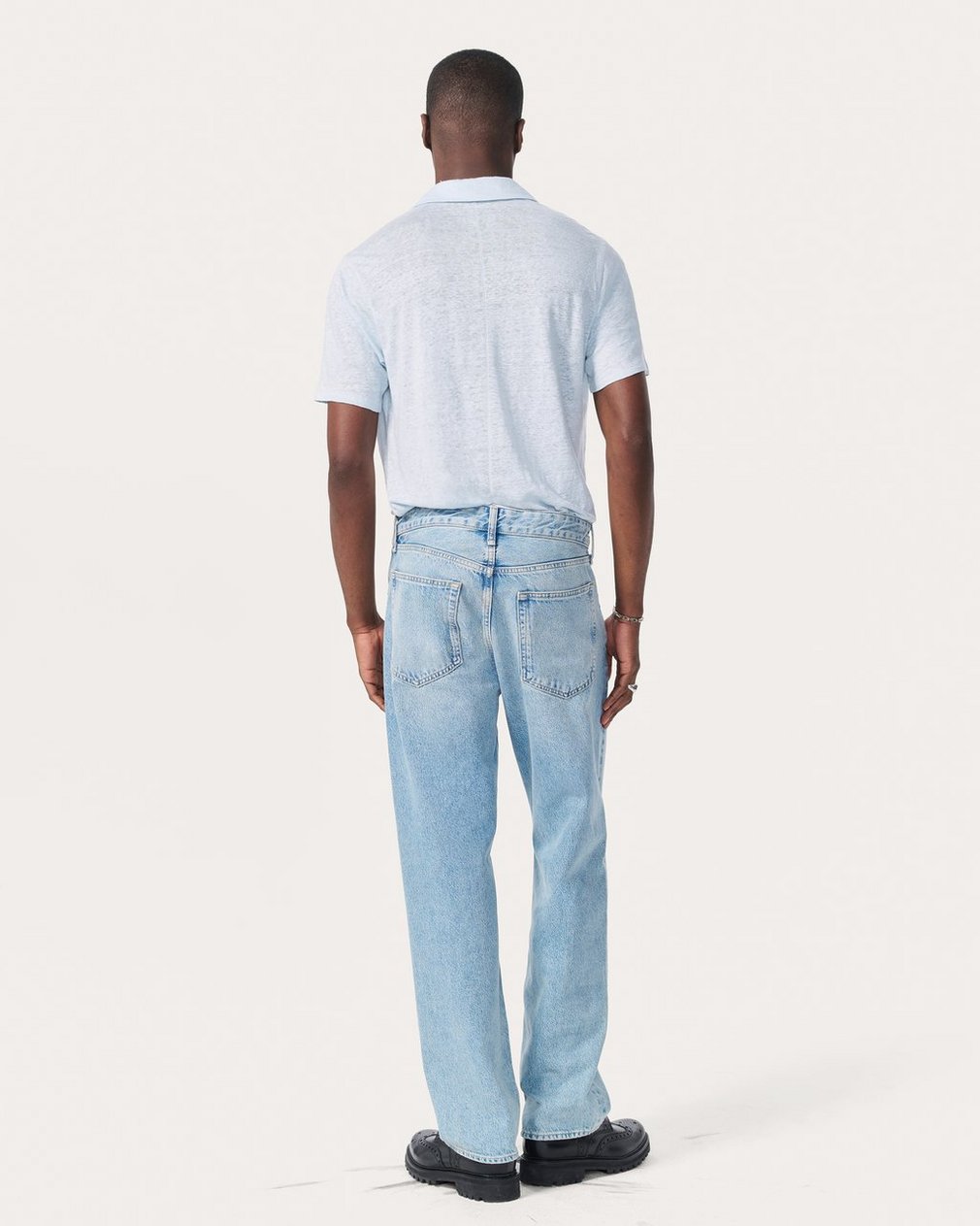 Linen Johnny Collar Polo - Arctic