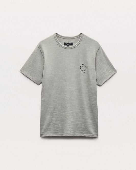 Sour Face Embroidered Tee - Leaf Grey