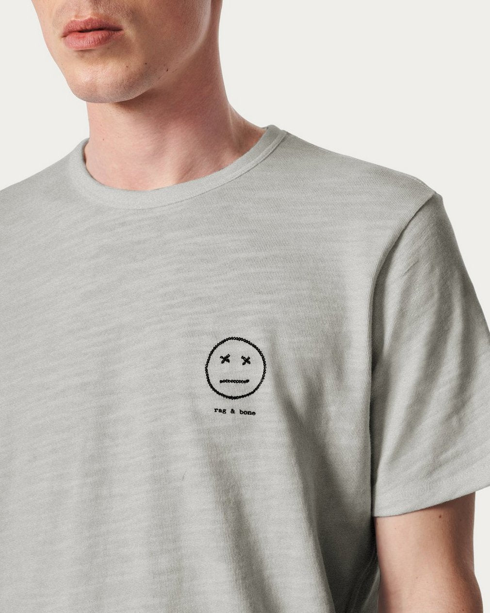 Sour Face Embroidered Tee - Leaf Grey