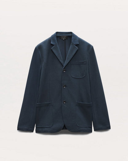 Achilles Italian Cotton-Blend Knit Blazer - Ink Blue