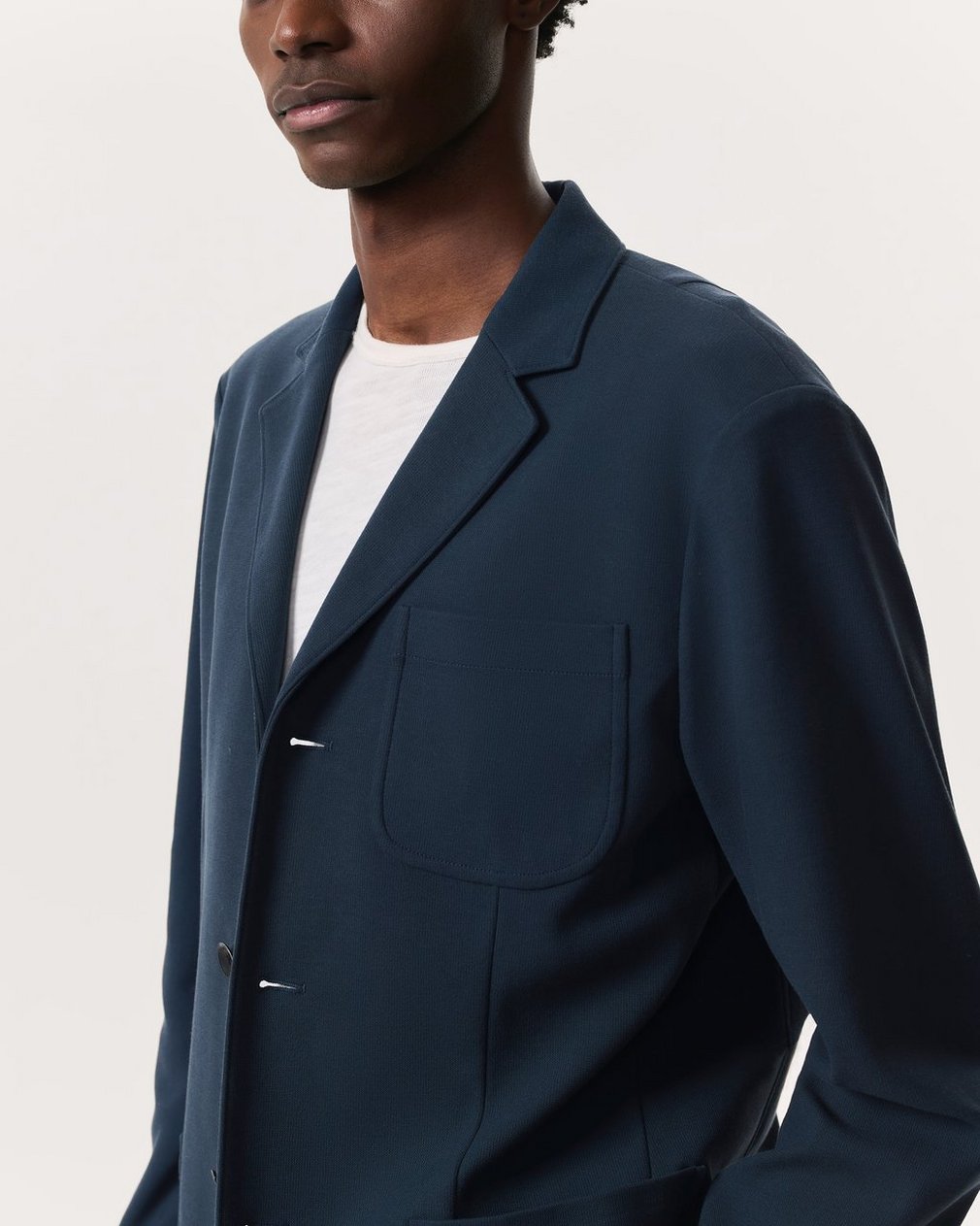 Achilles Italian Cotton-Blend Knit Blazer - Ink Blue